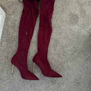 BCBGMaxAzria Burgundy Over-the-Knee Boots
